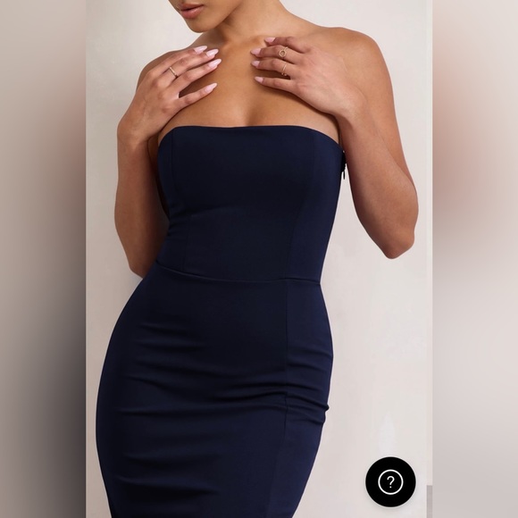 Club London Belle of the Ball Navy Bandeau Maxi Dress with Split Hem Size AU 4 - Picture 3 of 5